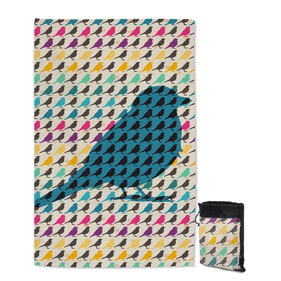 Multi Colored Bird Pattern Quick Dry Beach Towel