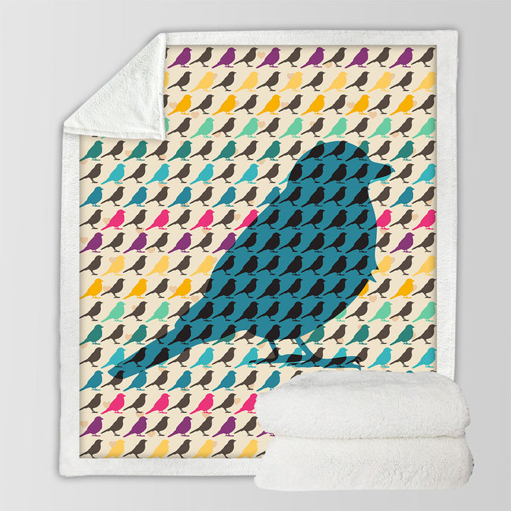 Multi Colored Bird Pattern Throw Blankets