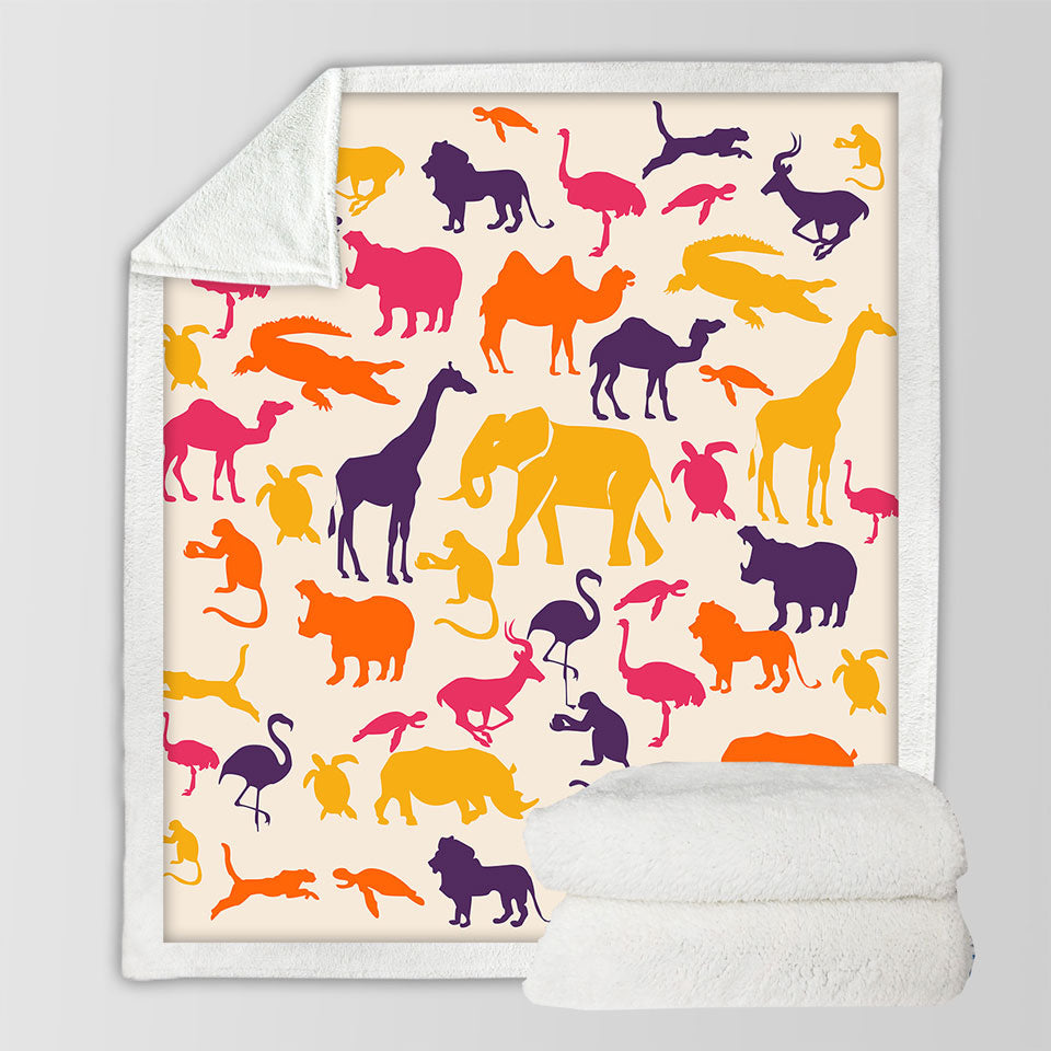 Multi Colored Blankets with Animals