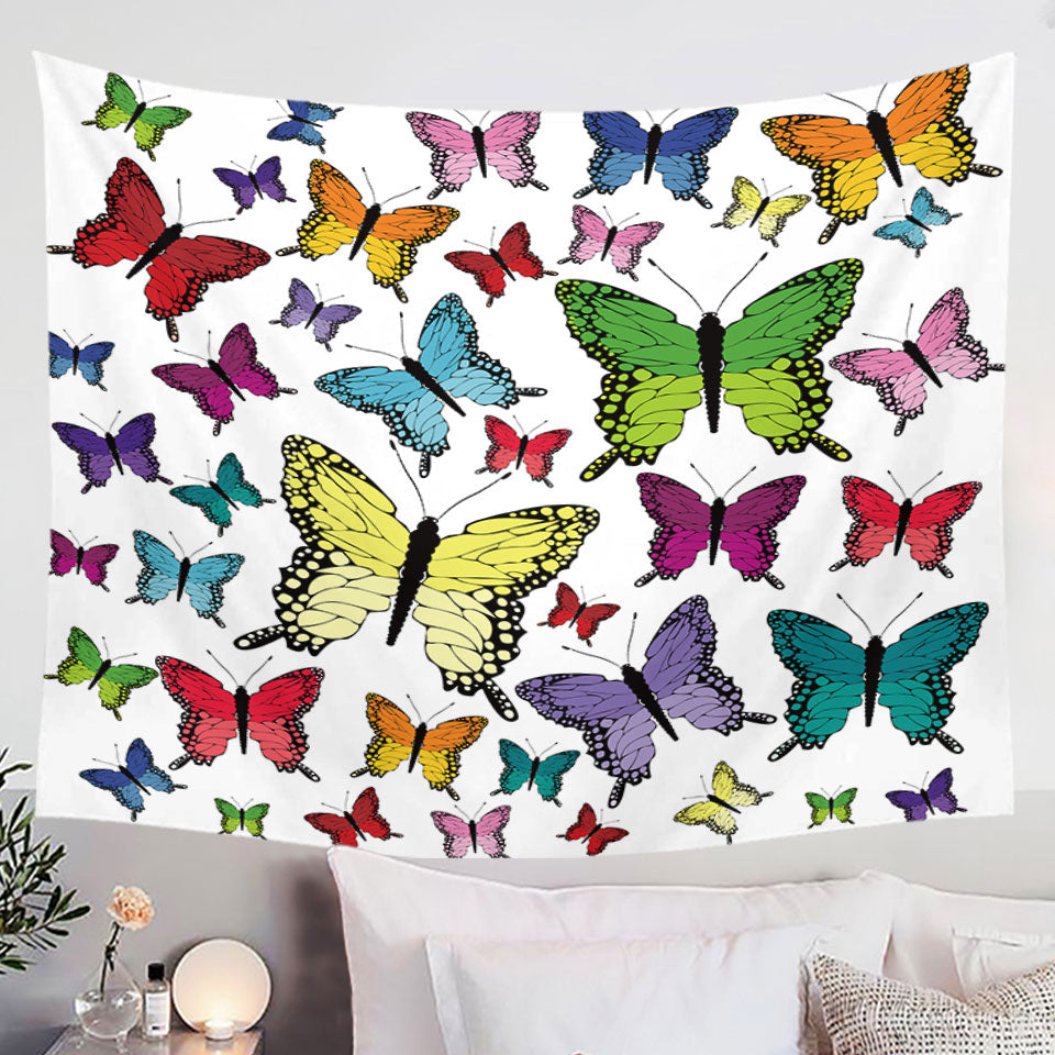 Multi Colored Butterflies Tapestry Wall Decor