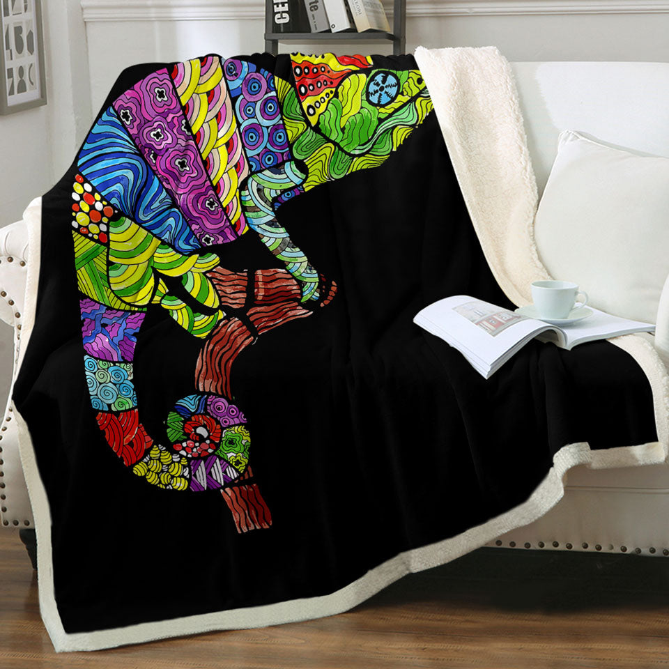 Multi Colored Chameleon Sherpa Blanket
