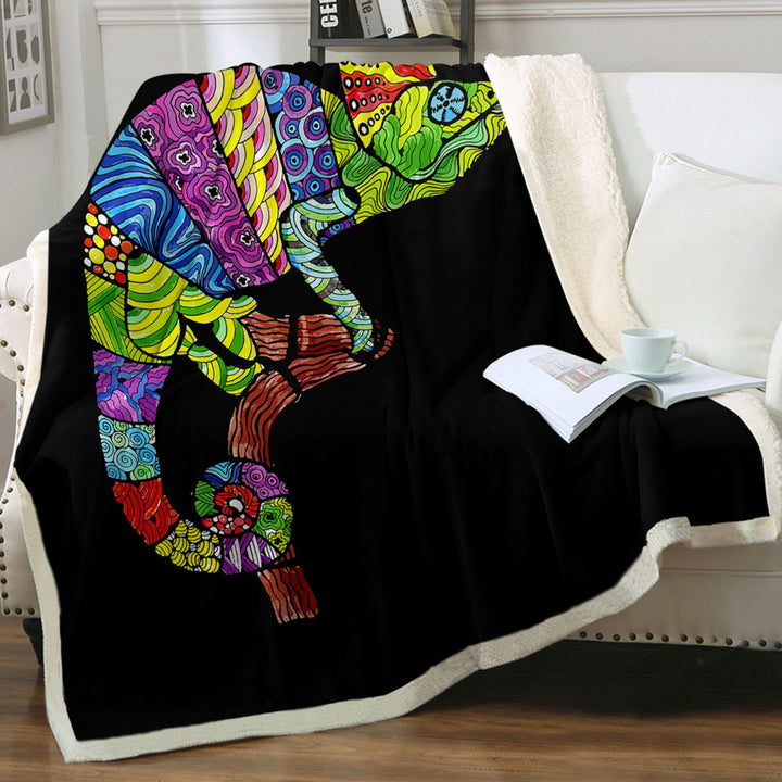 Multi Colored Chameleon Sherpa Blanket