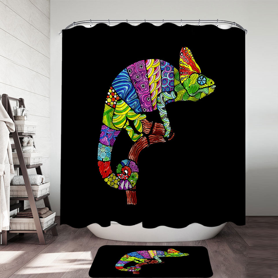 Multi Colored Chameleon Shower Curtain