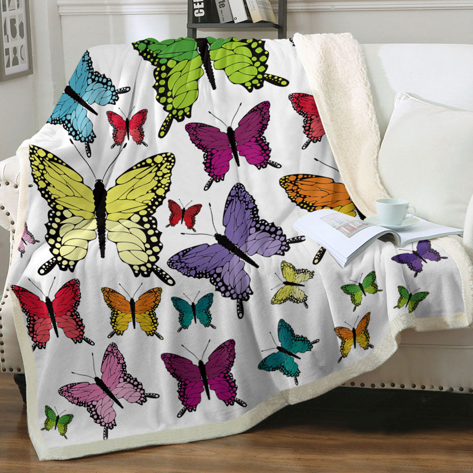 Multi Colored Couch Throws with Butterflies