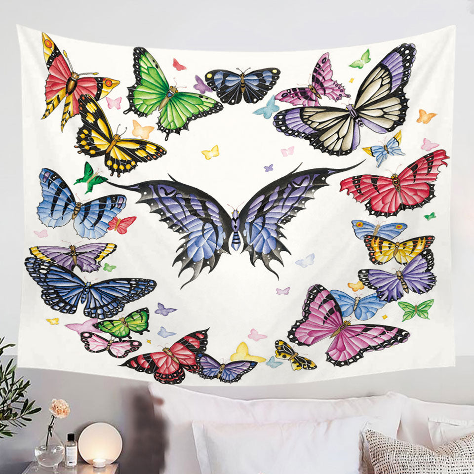 Multi-Colored-Dark-Ring-of-Butterflies-Wall-Decor-Tapestry