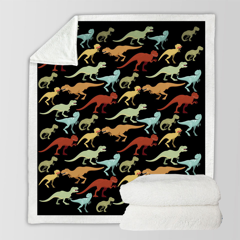 Multi Colored Dinosaurs Blankets T rex