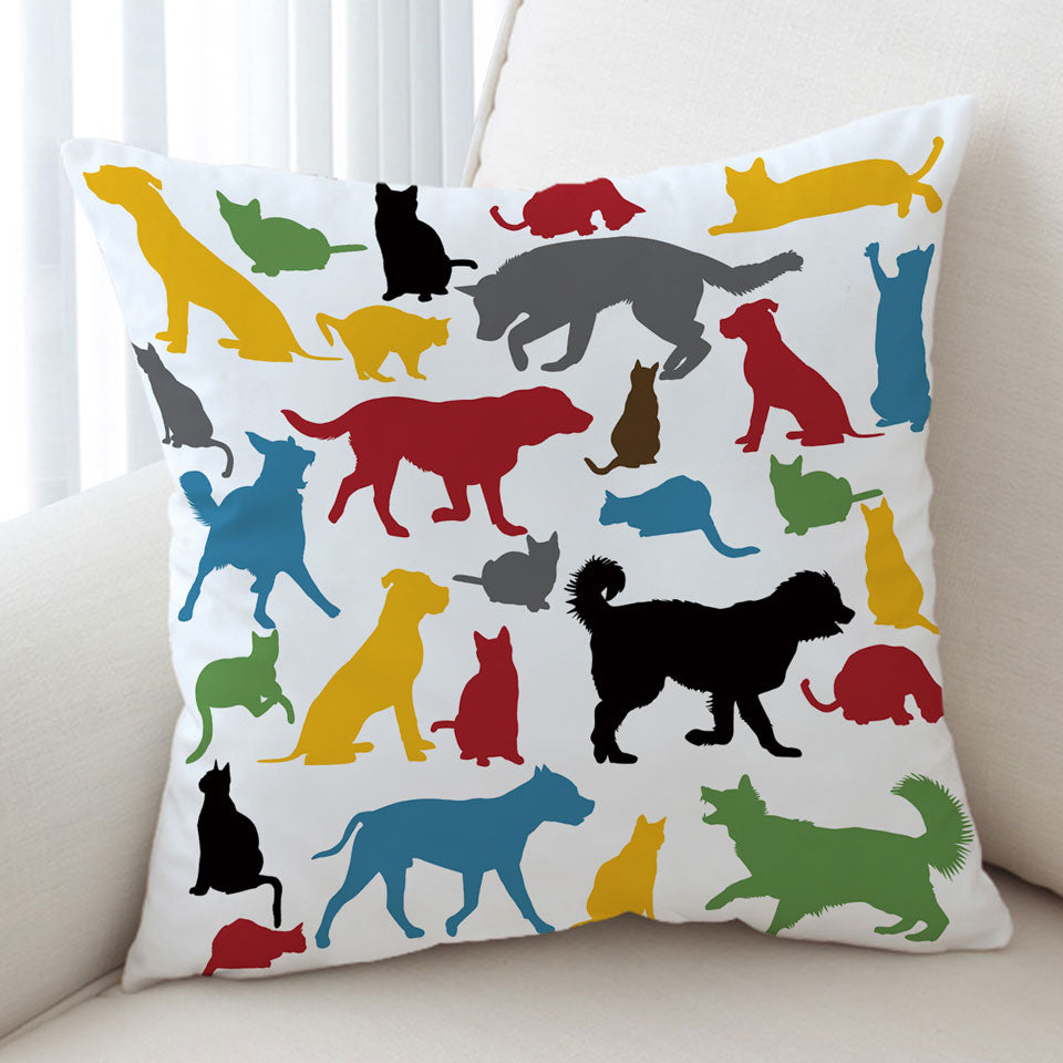Multi Colored Dogs Sofa Pillows
