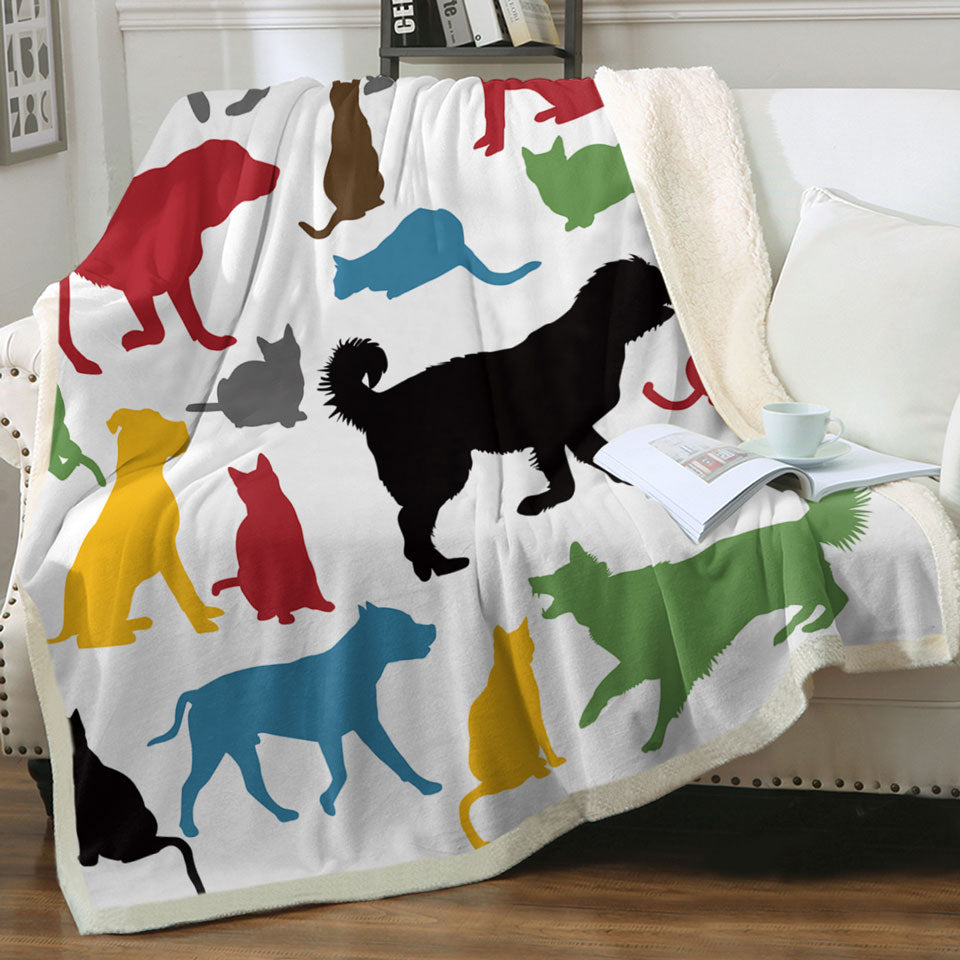 Multi Colored Dogs Throws