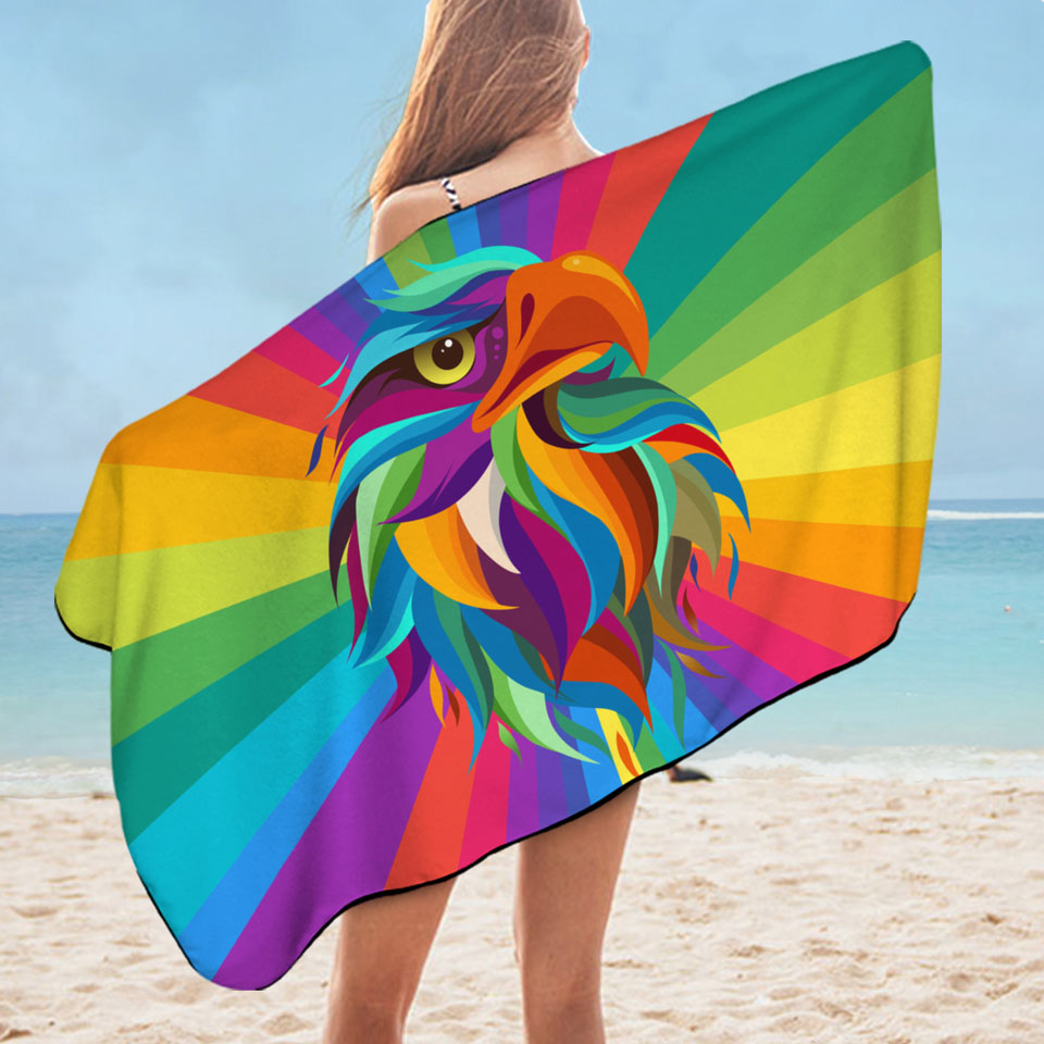 Multi Colored Eagle Head Beach Towels