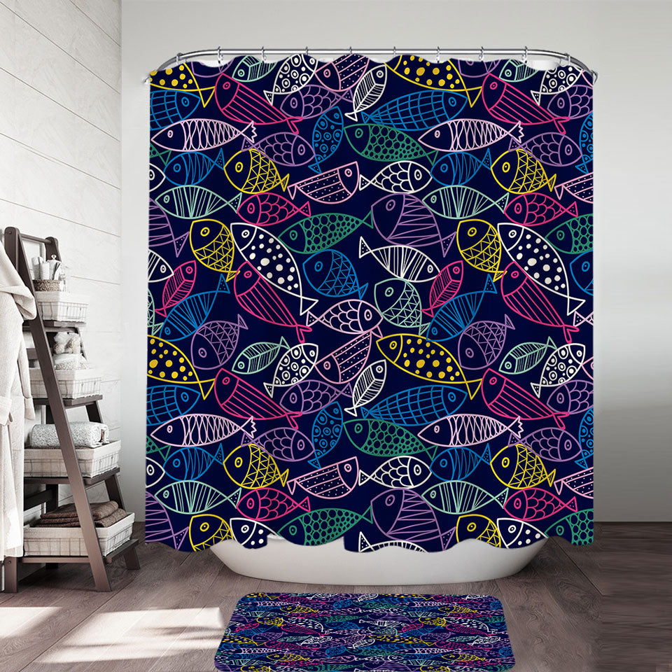 Multi Colored Fish Shower Curtain