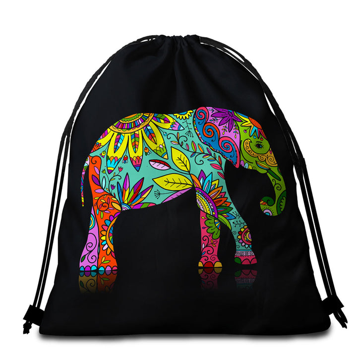 Multi Colored Floral Elephant Beach Bags and Towels