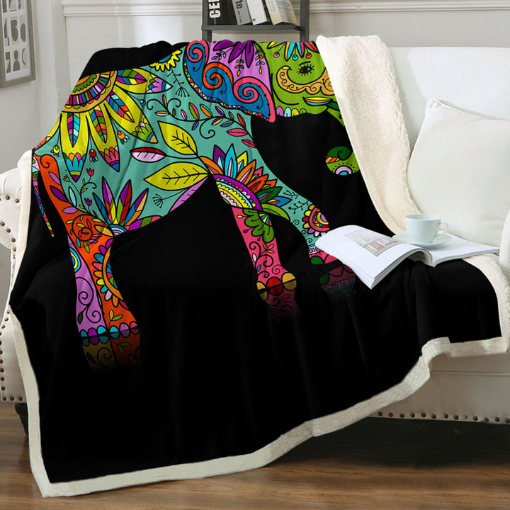 Multi Colored Floral Elephant Fleece Blanket