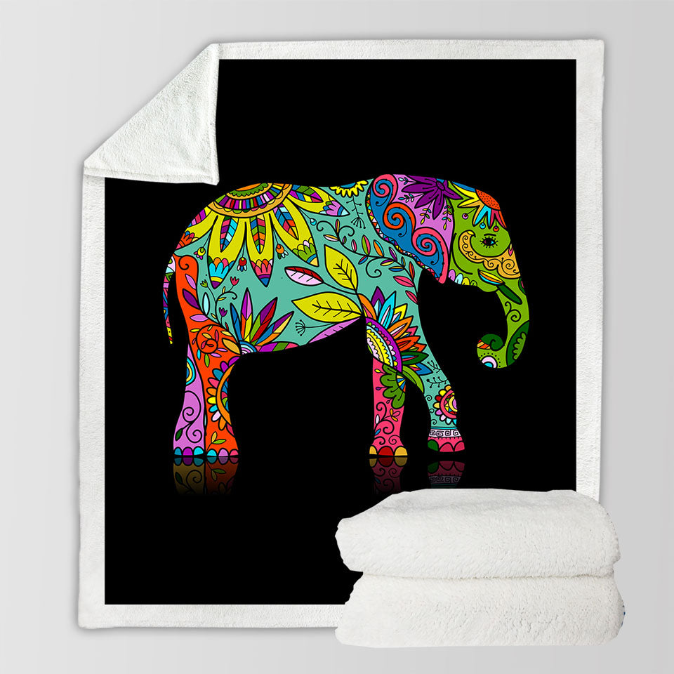 Multi Colored Floral Elephant Throw Blanket