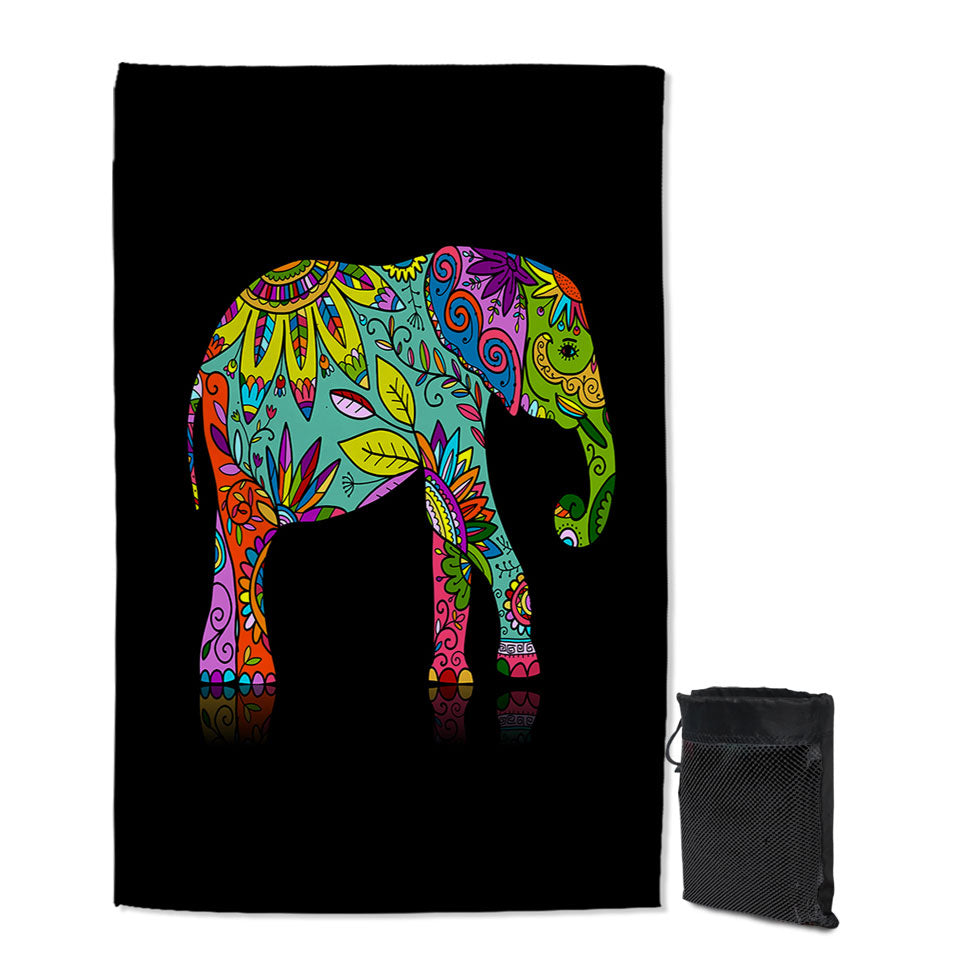 Multi Colored Floral Elephant Travel Beach Towel