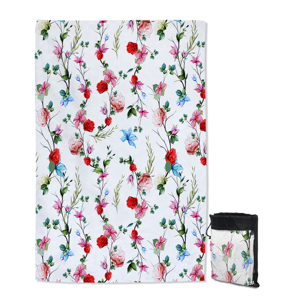 Multi Colored Flowers Quick Dry Beach Towel For Women