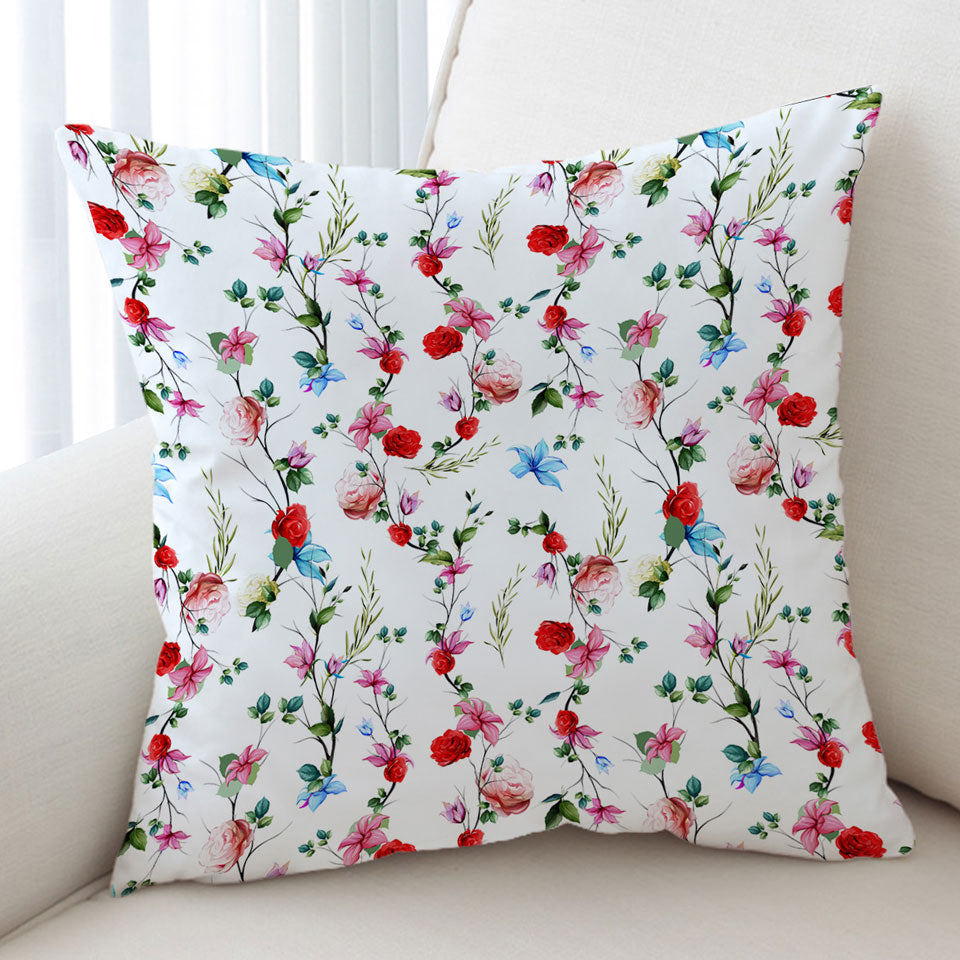 Multi Colored Flowers Sofa Pillows