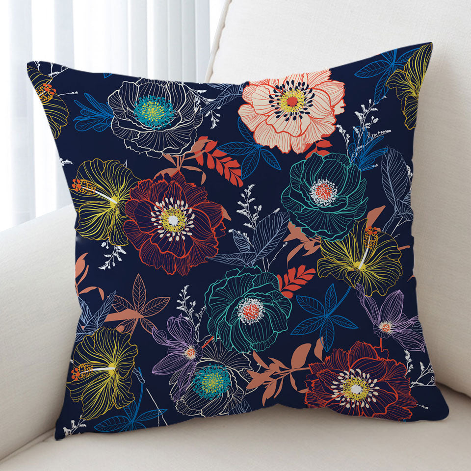 Multi Colored Flowers Throw Cushions