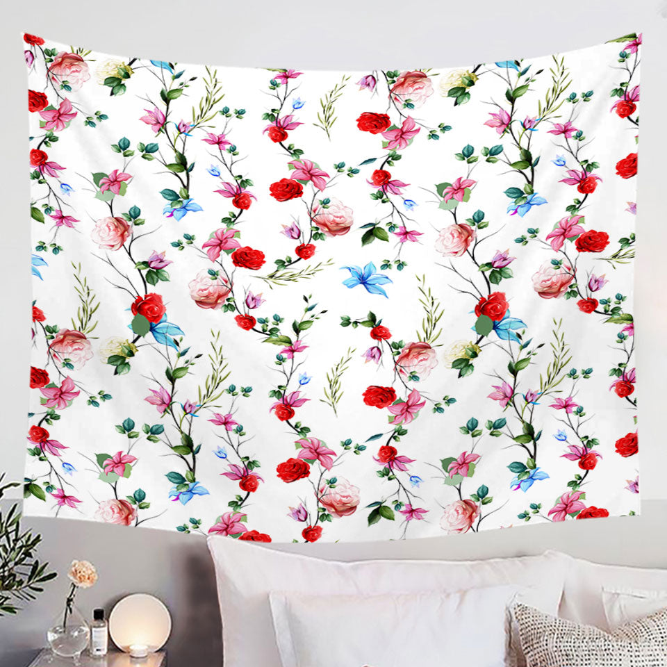 Multi Colored Flowers Wall Decor Tapestry