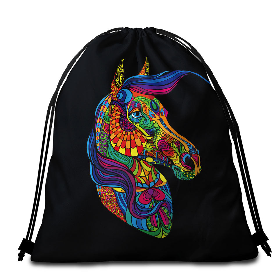 Multi Colored Horse Beach Towel Bags