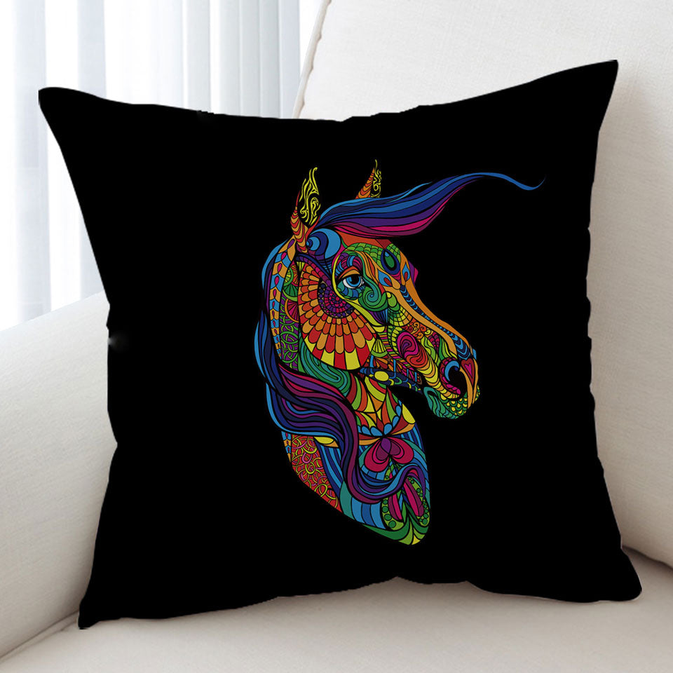 Multi Colored Horse Cushion Cover