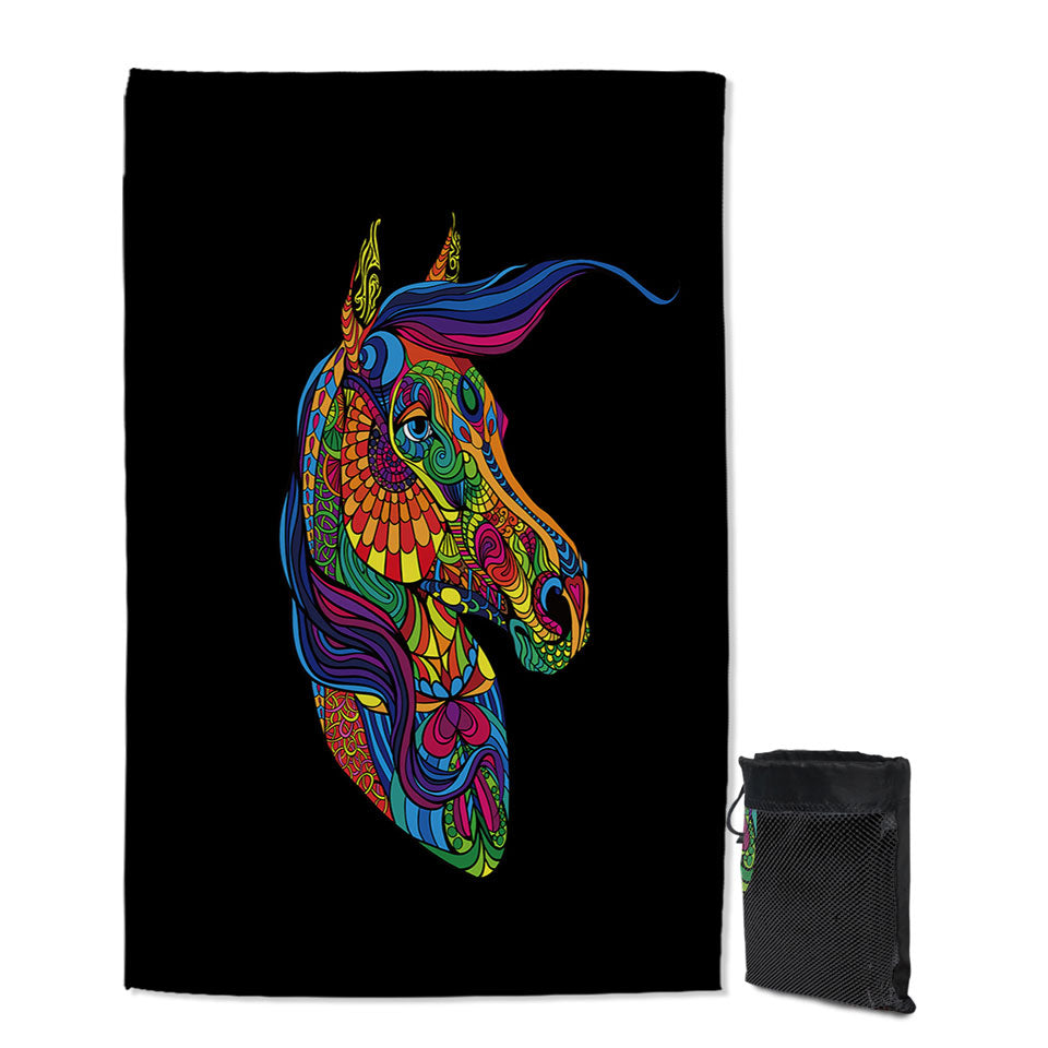 Multi Colored Horse Lightweight Beach Towel