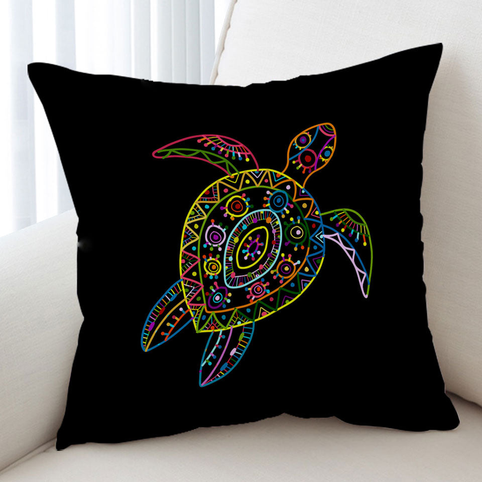 Multi Colored Kids Drawing Turtle Cushion Cover
