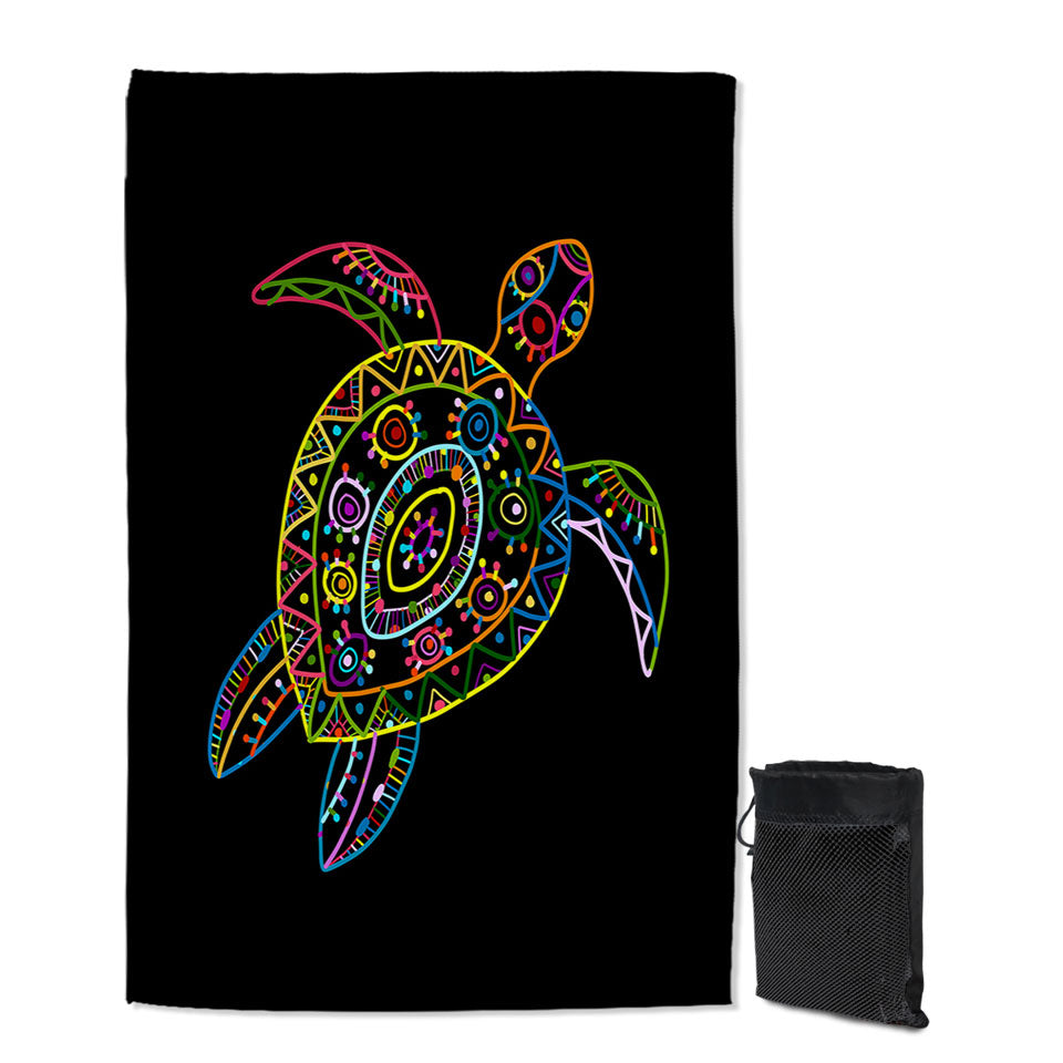 Multi Colored Kids Drawing Turtle Giant Beach Towel