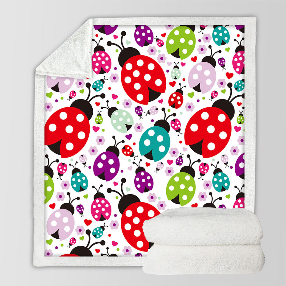Multi Colored Ladybugs Decorative Throws for Cute Living Room
