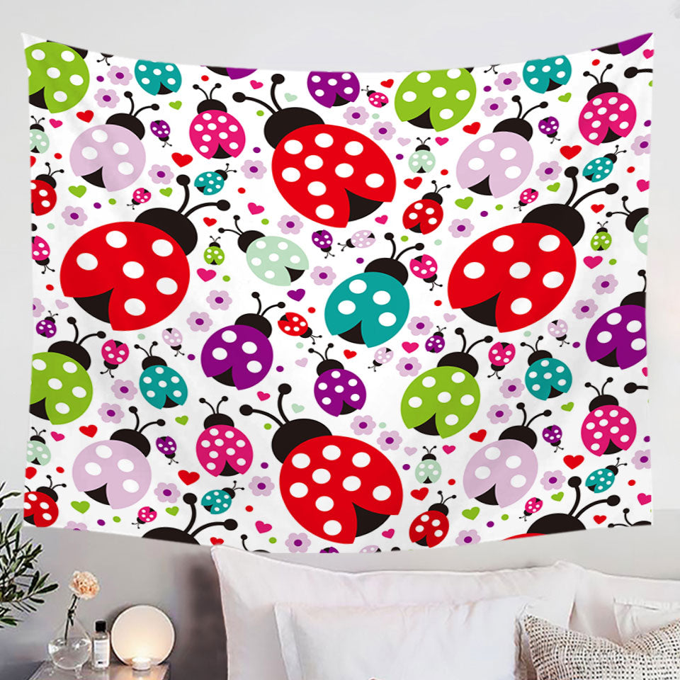 Multi Colored Ladybugs Hanging Fabric On Wall