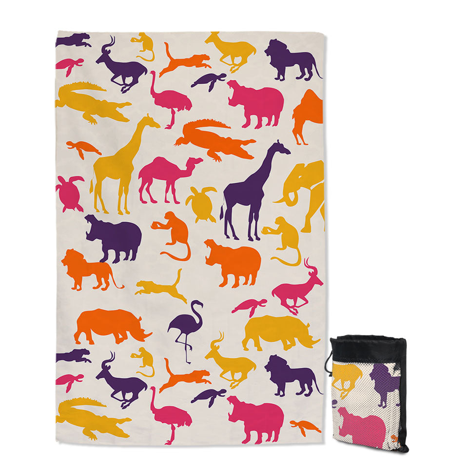 Multi Colored Lightweight Beach Towels with Animals