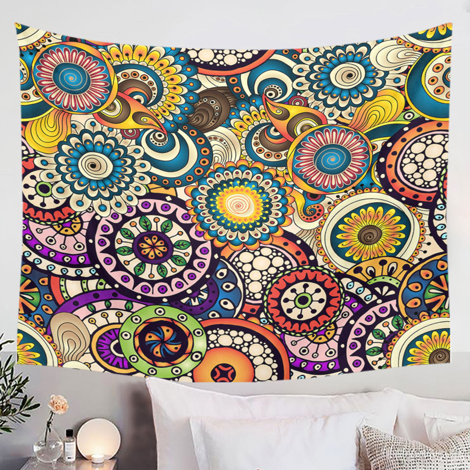 Multi Colored Little Mandalas Tapestry
