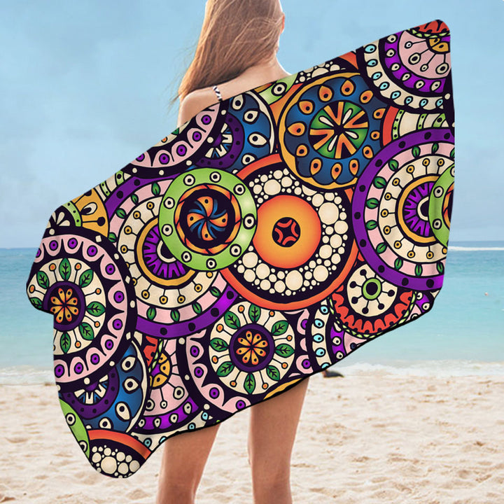 Multi Colored Mandalas Lightweight Beach Towel