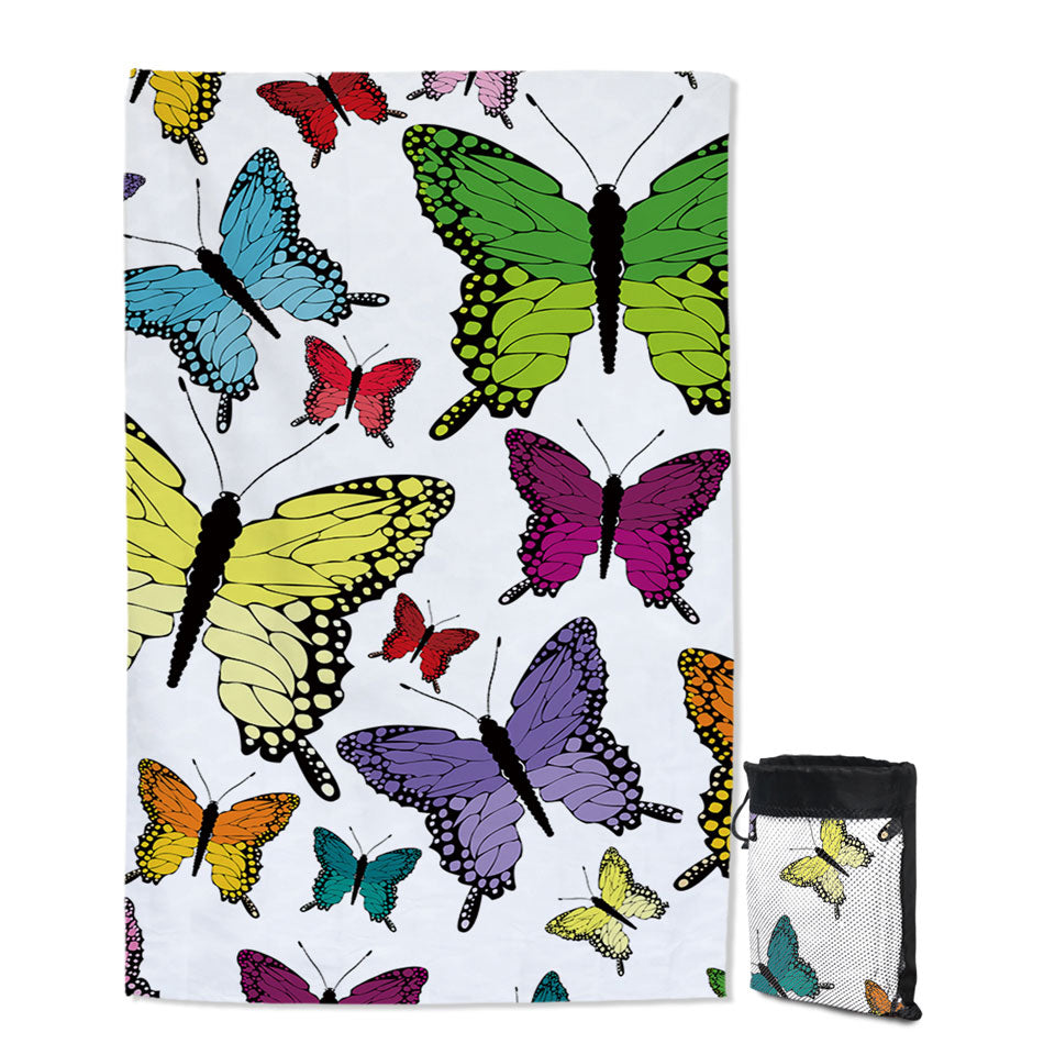 Multi Colored Microfiber Towels For Travel with Butterflies