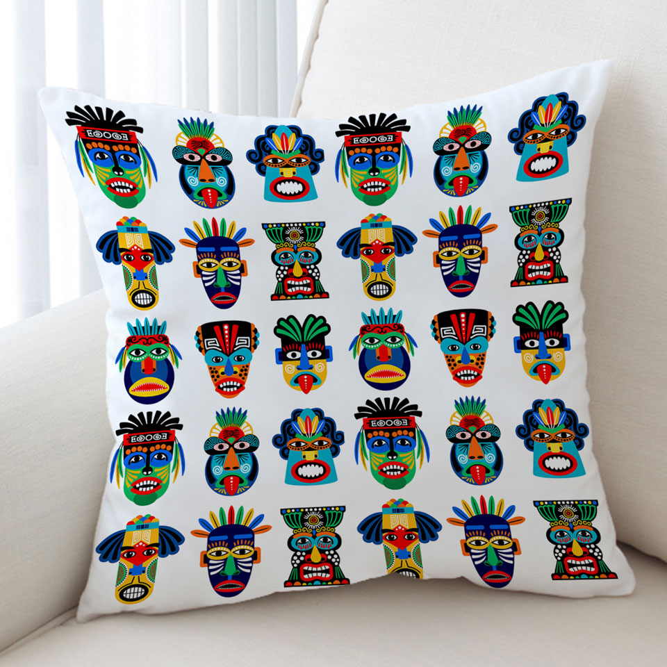 Multi Colored Native Decorative Pillows Characteristic Masks