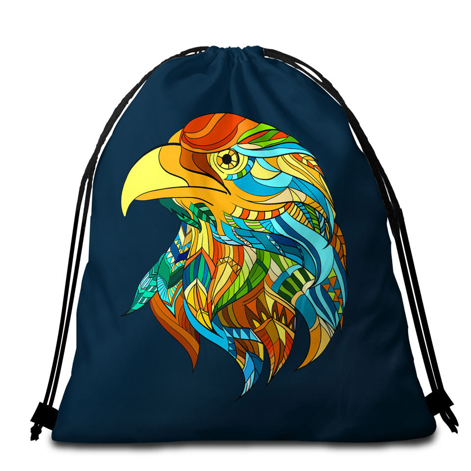 Multi Colored Native Design Eagle Beach Bags and Towels
