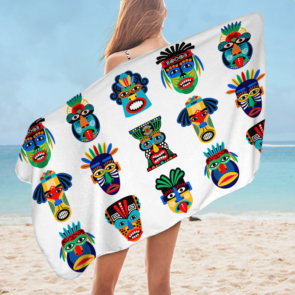 Multi Colored Native Microfibre Beach Towels Characteristic Masks
