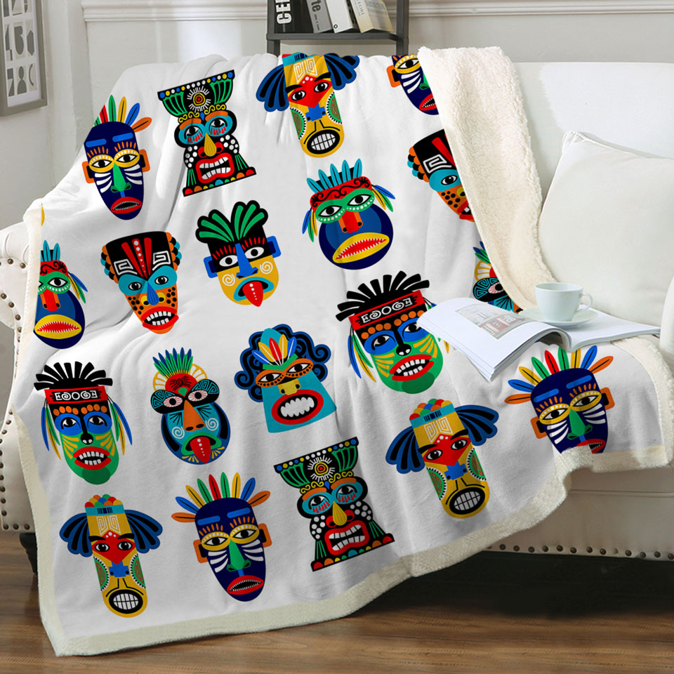 Multi Colored Native Throw Blankets Characteristic Masks