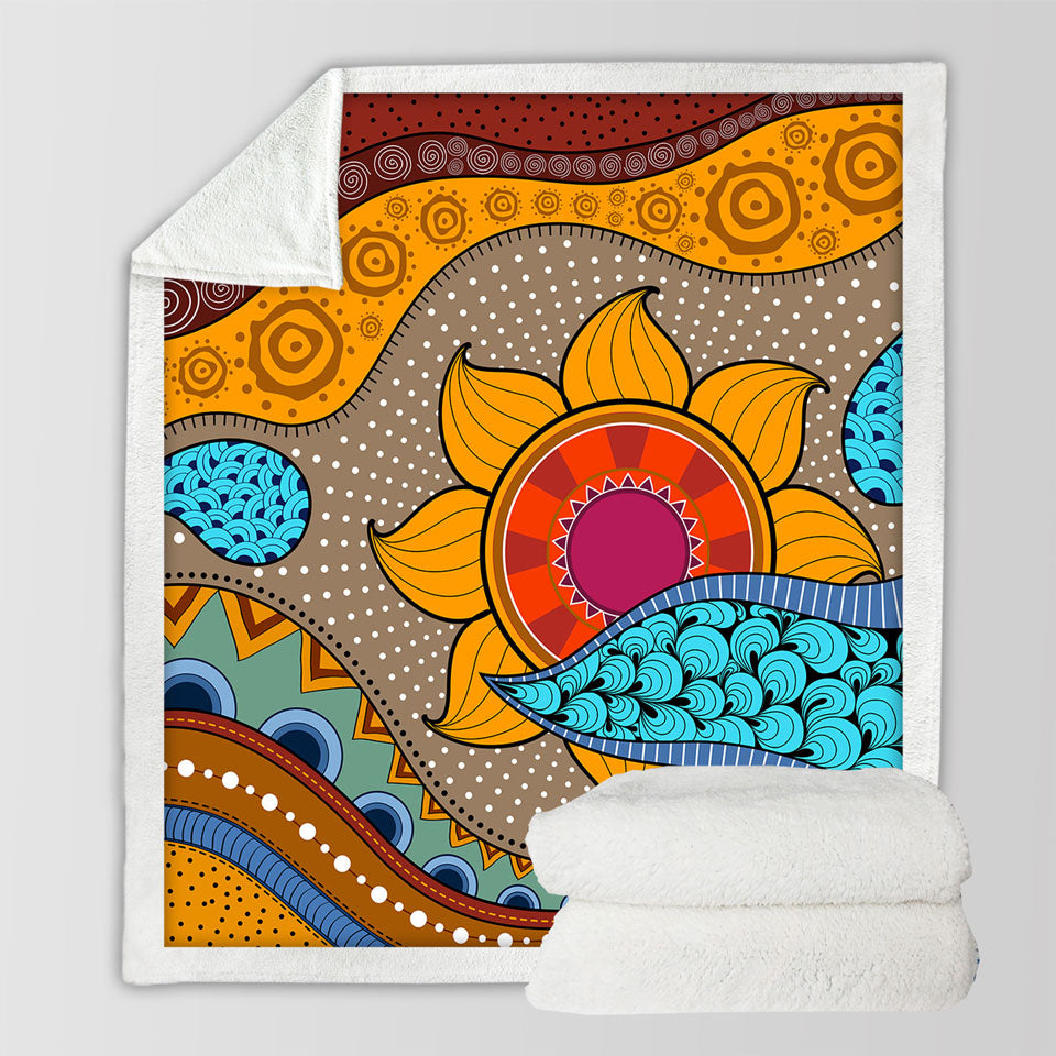 Multi Colored Oriental Art Decorative Throw Blanket