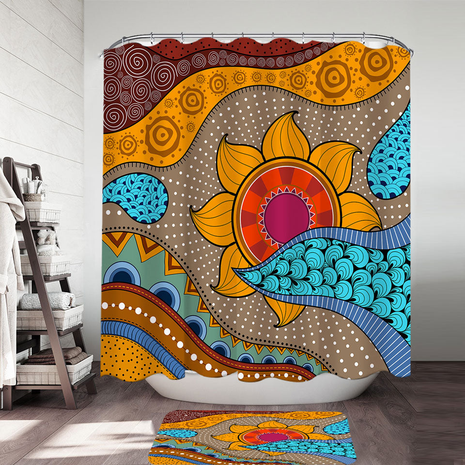 Multi Colored Oriental Art Shower Curtain