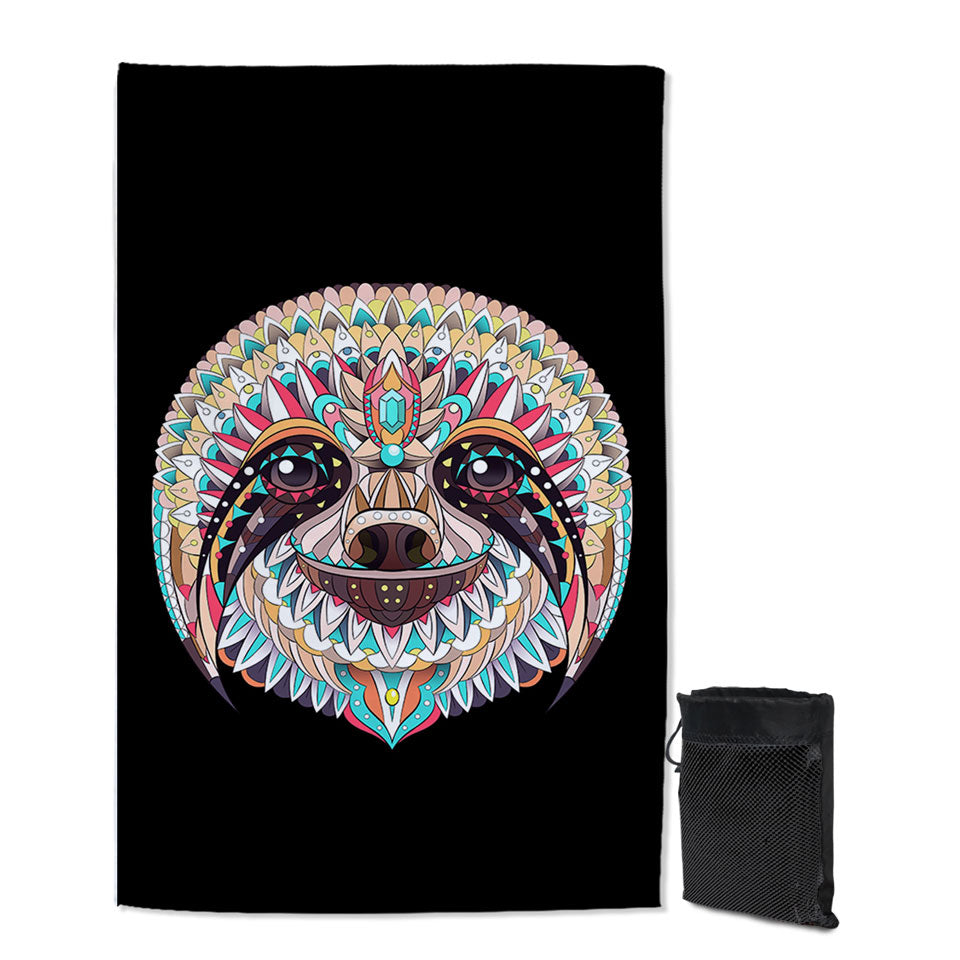 Multi Colored Oriental Sloth Beach Towel