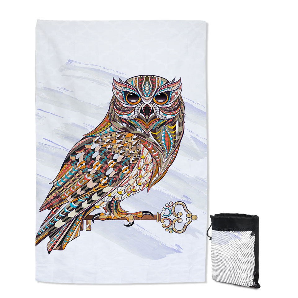 Multi Colored Owl Beach Towel