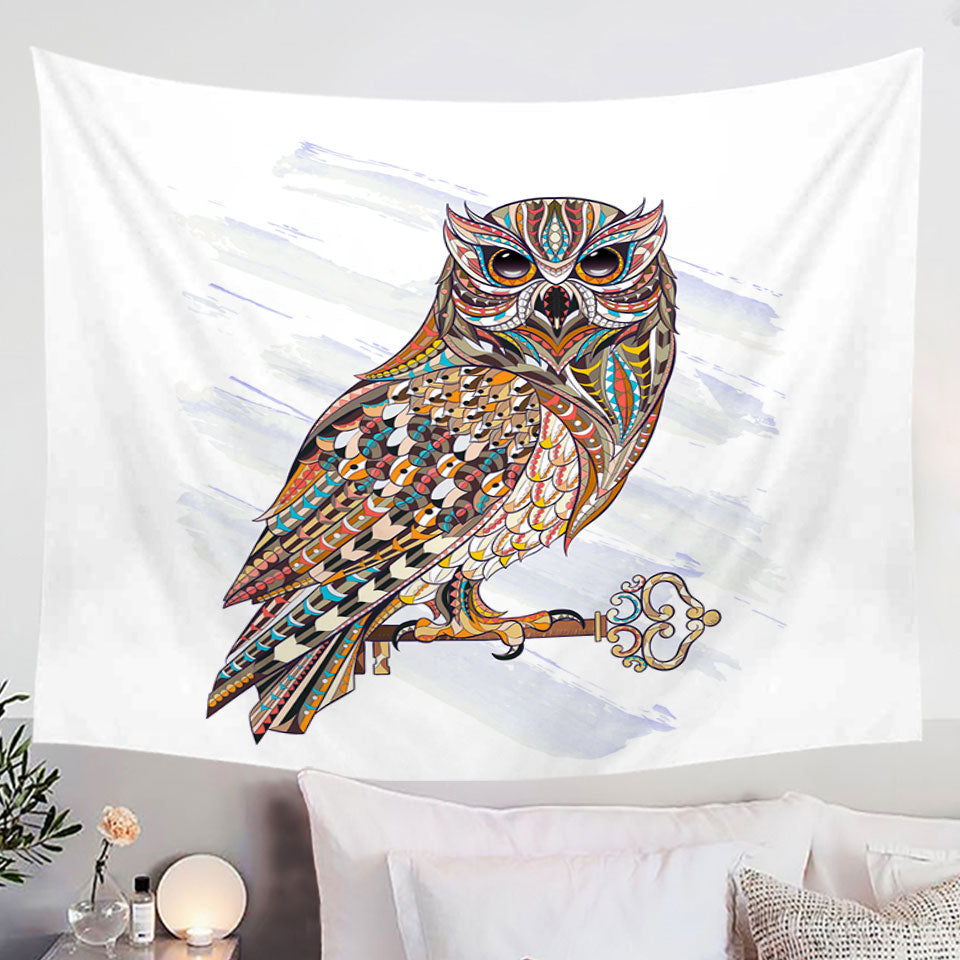 Multi Colored Owl Tapestry