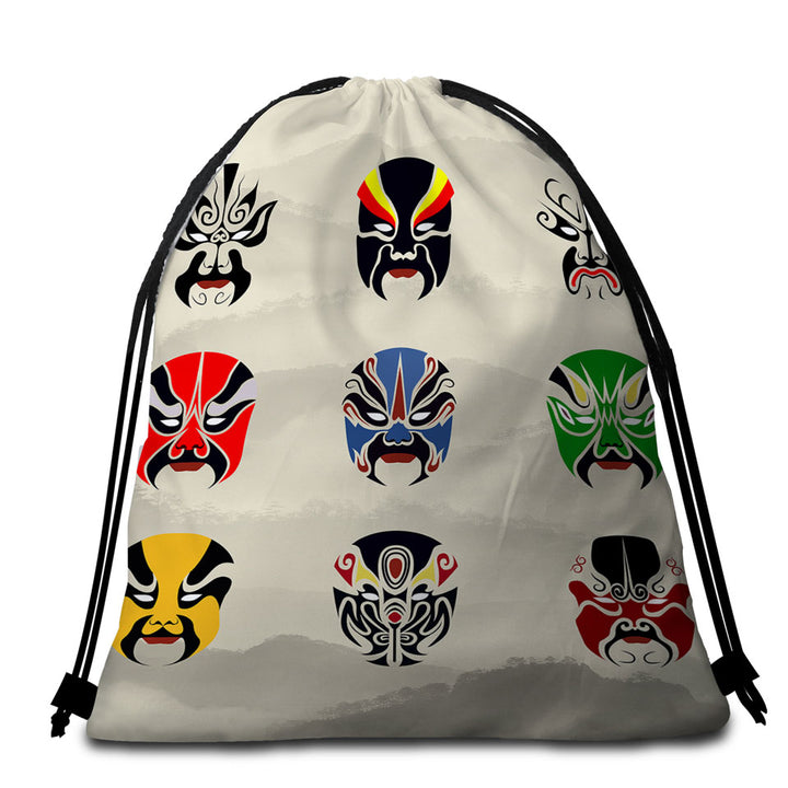 Multi Colored Packable Beach Towel Warrior Masks