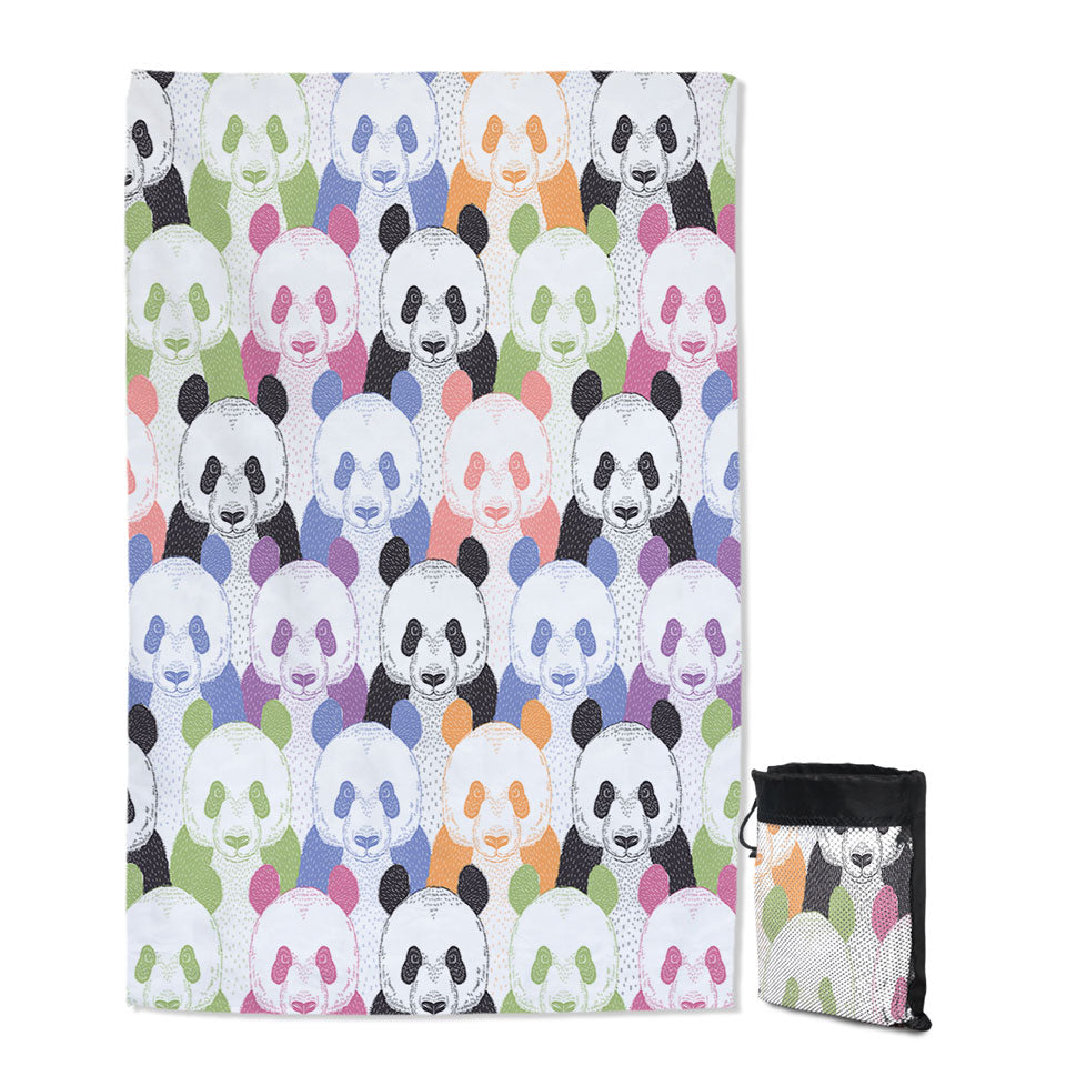 Multi Colored Pandas Beach Towels