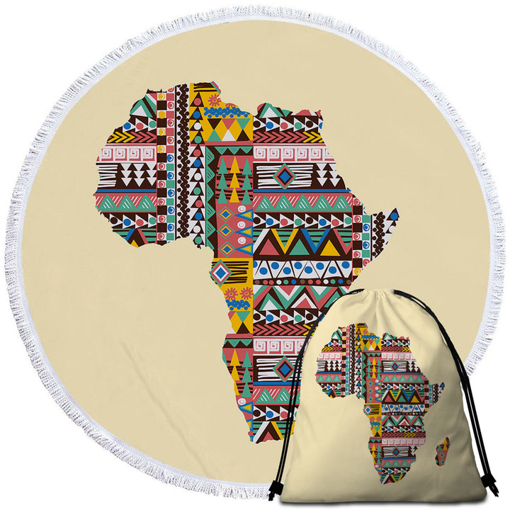 Multi Colored Patterns on Africa Map Beach Towels and Bags Set