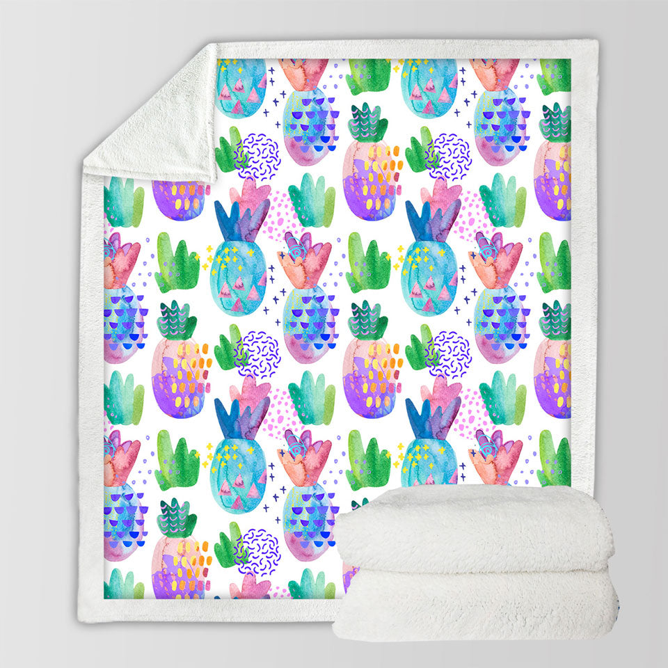 Multi Colored Pineapples Decorative Throws