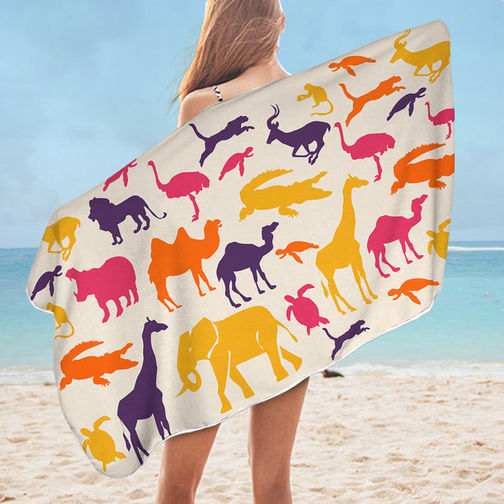 Multi Colored Pool Towels with Animals