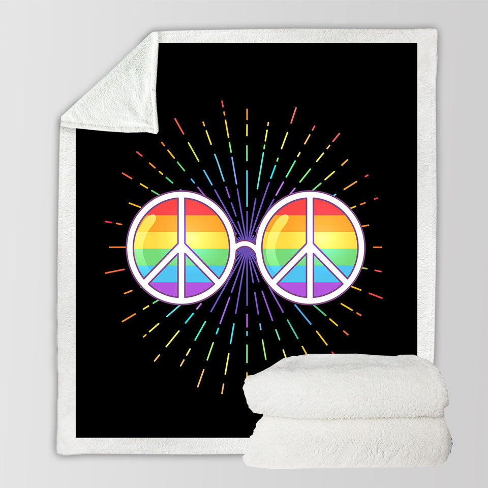 Multi Colored Retro Throws Peace Glasses