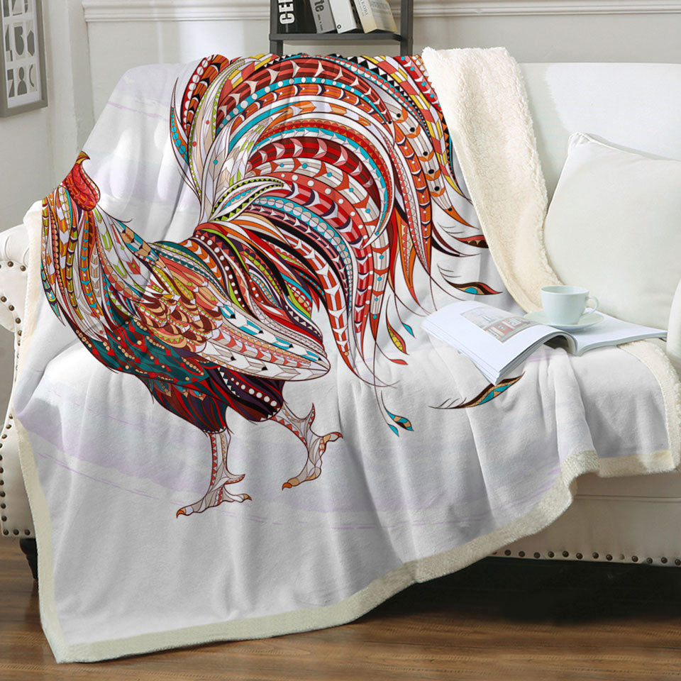 Multi Colored Rooster Blanket