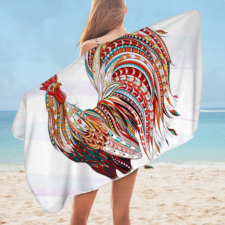 Multi Colored Rooster Towel
